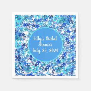 Personlig Royal Blue & Turquota Garden Flower Pappersservett