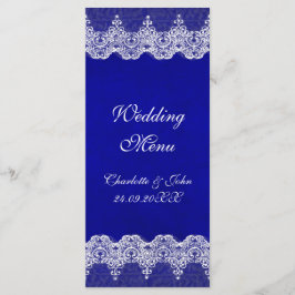 Personlig Royal Cobalt Snöre Bröllop Menu Meny