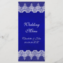 Personlig Royal Cobalt Snöre Bröllop Menu Meny