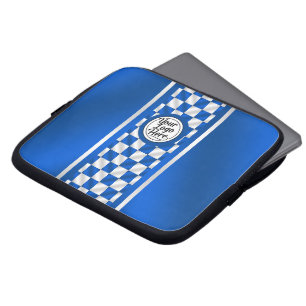 Personlig Royalblå Rutig Racingrand Laptop Fodral