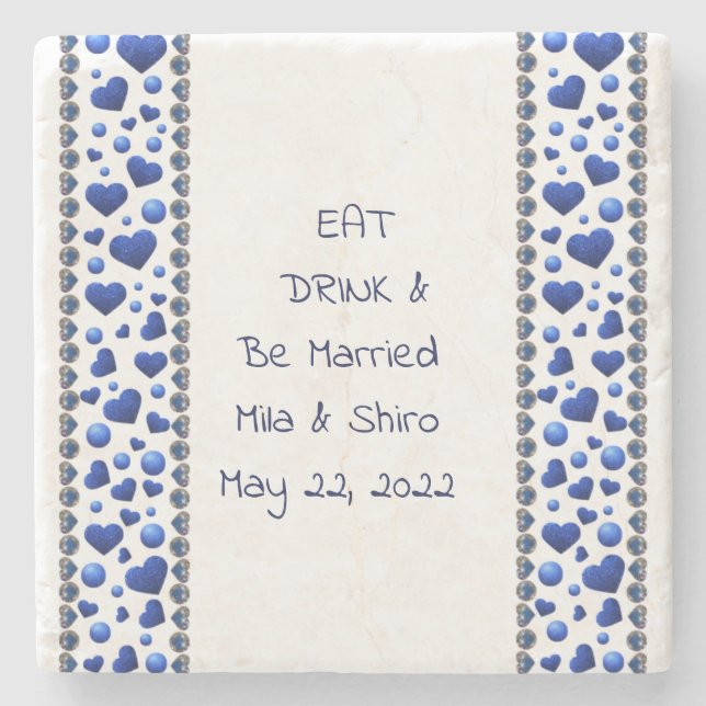 Personlig&rt, blått glitter-hjärta stenunderlägg (Framsidan)