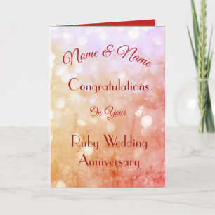 Personlig Ruby-årsjubileum Greeting Card. Kort