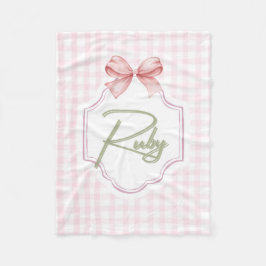 Personlig Ruby Flicka Nursery Bow&Gingham Fleecefilt