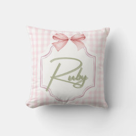 Personlig Ruby Flicka Nursery Bow&Gingham Kudde
