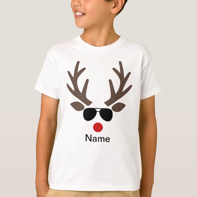 Personlig Rudolph Reindeer jul t-shirt (Framsida)