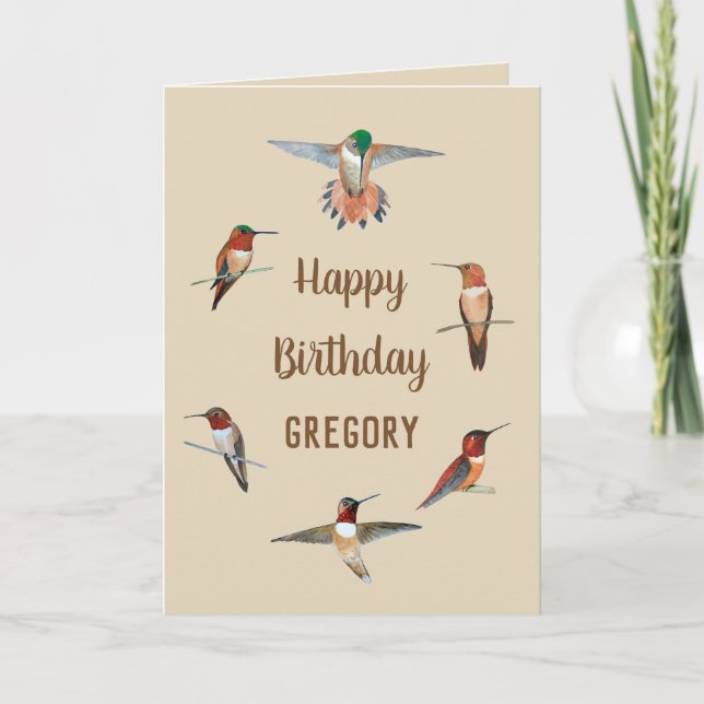 Personlig Rufous Hummingbird födelsedagskort Kort (Framsida)