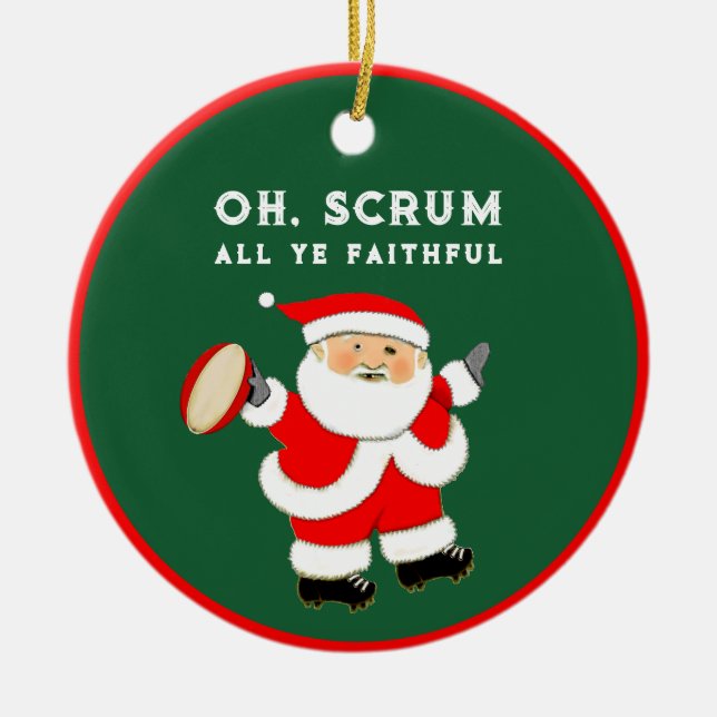 Personlig Rugby 2023 Inkasserbar Julgransprydnad Keramik (Framsidan)