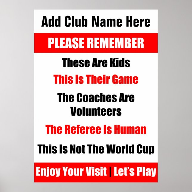 Personlig Rugby Barn Game Poster (Framsidan)