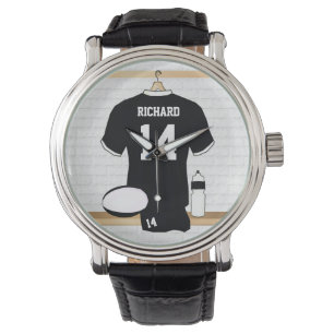 Personlig Rugby Jersey Black and White Armbandsur