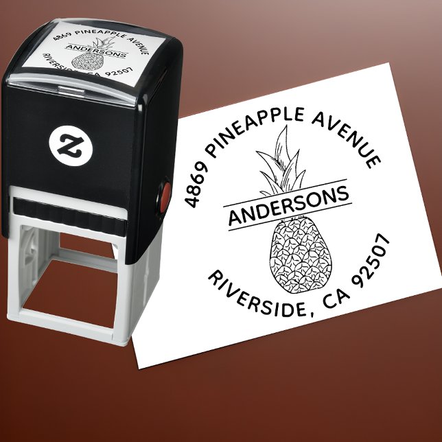 Personlig Rund ananas-Returadress Självfärgande Stämpel (Skapare uppladdad)