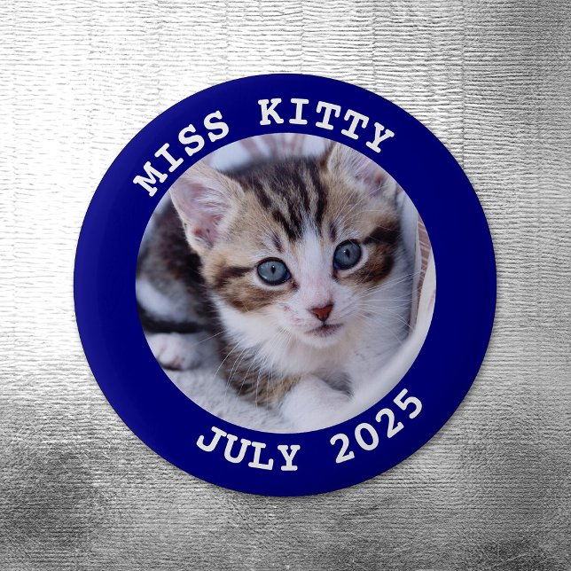 Personlig runda fotot Gräns Magnet (Navy Personalized Round Photo Frame Magnet)