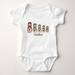 Personlig Russian Doll Matryoshka Baby Bodykostym T Shirt