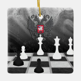 Personlig Russian Flagga Chess Board och Delarare Julgransprydnad Keramik