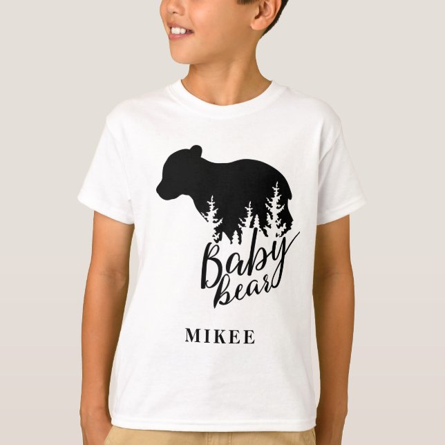 Personlig Rustic Baby Bear T Shirt (Framsida)