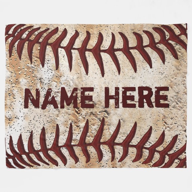 Personlig Rustic Baseball Blanket, din TEXT Fleecefilt (Framsidan (Horisontell))