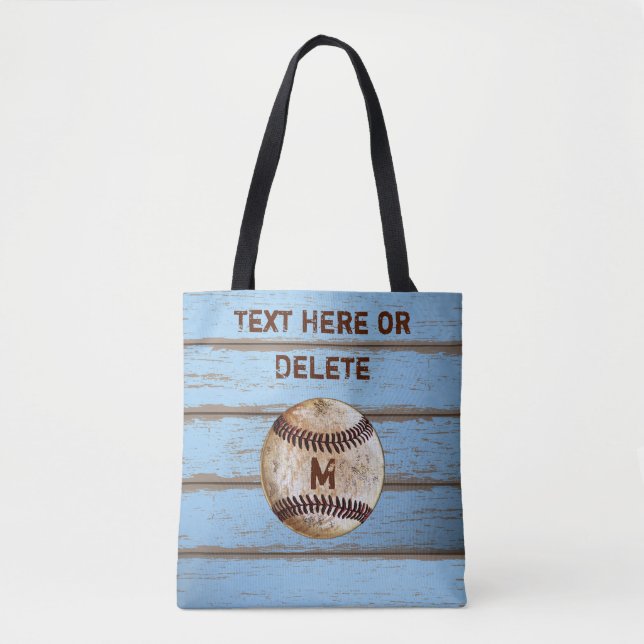 Personlig Rustic Baseball Tote Bag Shiplap Tygkasse (Framsida)
