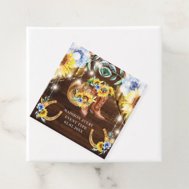 Personlig Rustic Blommigt Boots String Light Gåvor Etiketter (På plats)