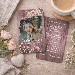 Personlig rustic blomsterfoto minneskort anteckningskort