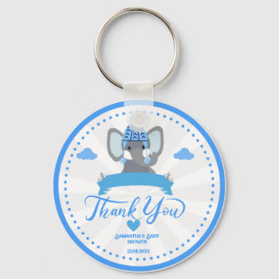 Personlig Rustic Blue Elephant Baby Shower Nyckelring