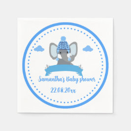 Personlig Rustic Blue Elephant Baby Shower Pappersservett