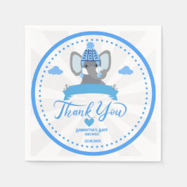 Personlig Rustic Blue Elephant Baby Shower Pappersservett
