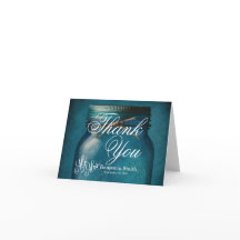 Personlig Rustic Blue Glass Mason Burk Bröllop