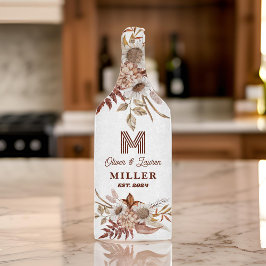 Personlig Rustic Boho Blommigt Monogram par