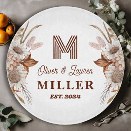 Personlig Rustic Boho Blommigt Monogram par