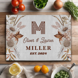 Personlig Rustic Boho Blommigt Monogram par