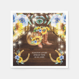 Personlig Rustic Boots Blommigt String Ljus Pappersservett