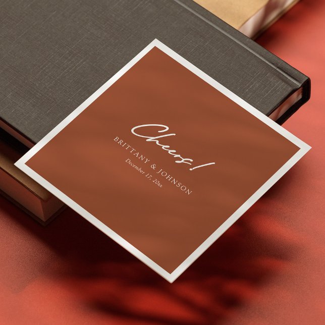 Personlig Rustic Bröllop Napkins - Cheers! Pappersservett (Personalized Rustic Wedding Napkins - Cheers!)