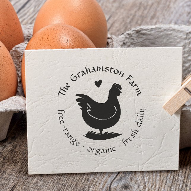 Personlig Rustic Egg Carton Frimärke Hen Teckning Självfärgande Stämpel (Rubber Stamp Mock-up)