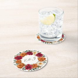 Personlig Rustic Fall Blommigt Bröllop Underlägg Papper Rund