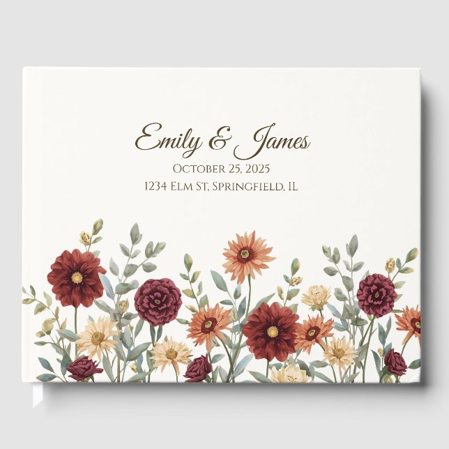 Personlig Rustic Fall Wedding Guest Bok (Framsida)