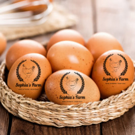 Personlig Rustic Farm Fresh Namn Round-ägg från fä Stämpel