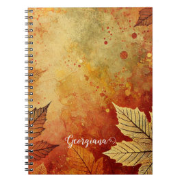 Personlig Rustic Golden Autumnal Distress Bläck Anteckningsbok