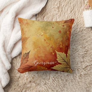 Personlig Rustic Golden Autumnal Distress Bläck Kudde