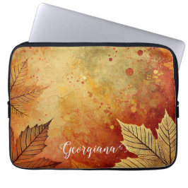 Personlig Rustic Golden Autumnal Distress Bläck Laptop Fodral