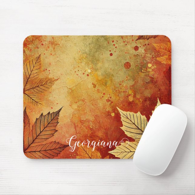 Personlig Rustic Golden Autumnal Distress Bläck Musmatta (Med mus)