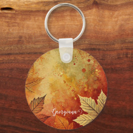 Personlig Rustic Golden Autumnal Distress Bläck Nyckelring