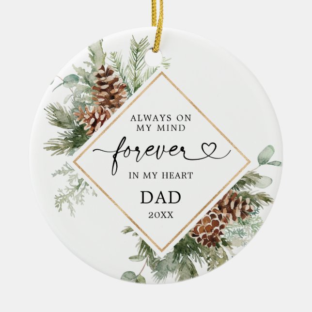 Personlig Rustic Gräs Pappa Memorial Ornament (Framsidan)