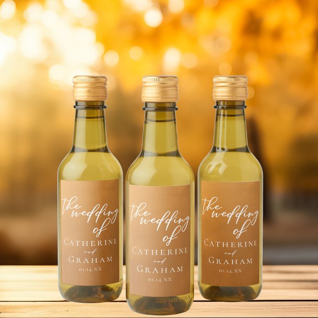 Personlig Rustic Guld Bröllop Mini Vinetikett (Skapare uppladdad)