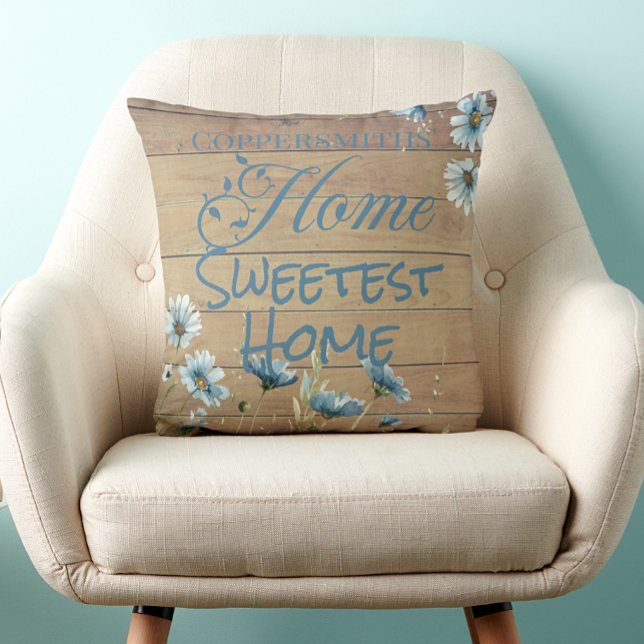 Personlig Rustic Home Sweetest Home Ditt namn Kudde (Skapare uppladdad)