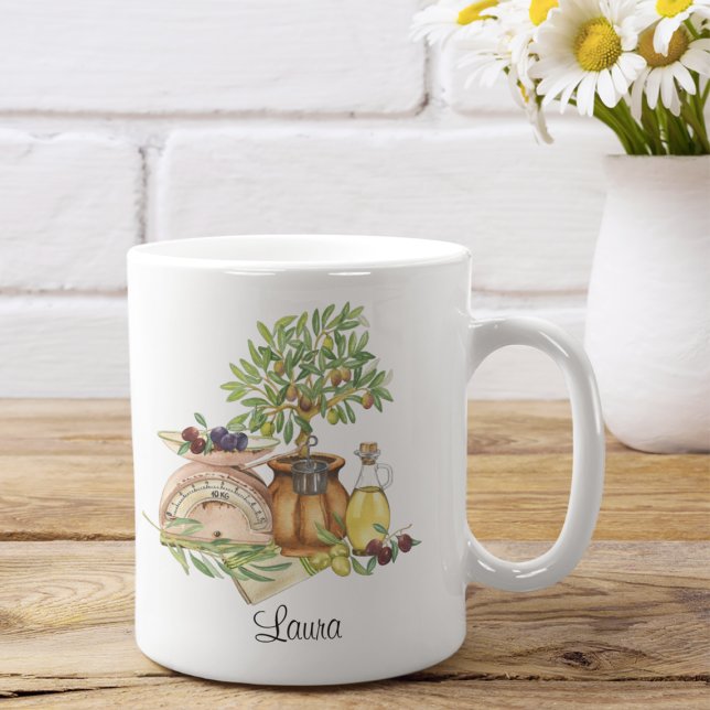 Personlig Rustic Italy Watercolor Kaffemugg (Skapare uppladdad)