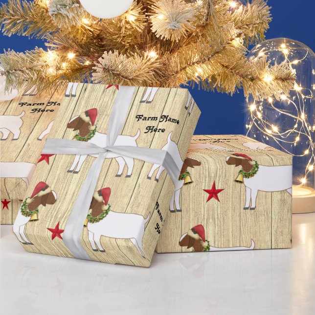 Personlig Rustic jul Boer Goat Herd Presentpapper (Helgdagar)
