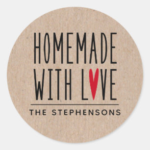 Personlig Rustic Kraft tillverkad med Kärlek Runt Klistermärke