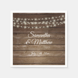 Personlig Rustic Land Wood Ljus Bröllop Pappersservett