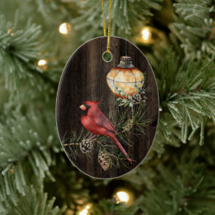 Personlig Rustic Lantern och Redbird-julen Julgransprydnad Keramik