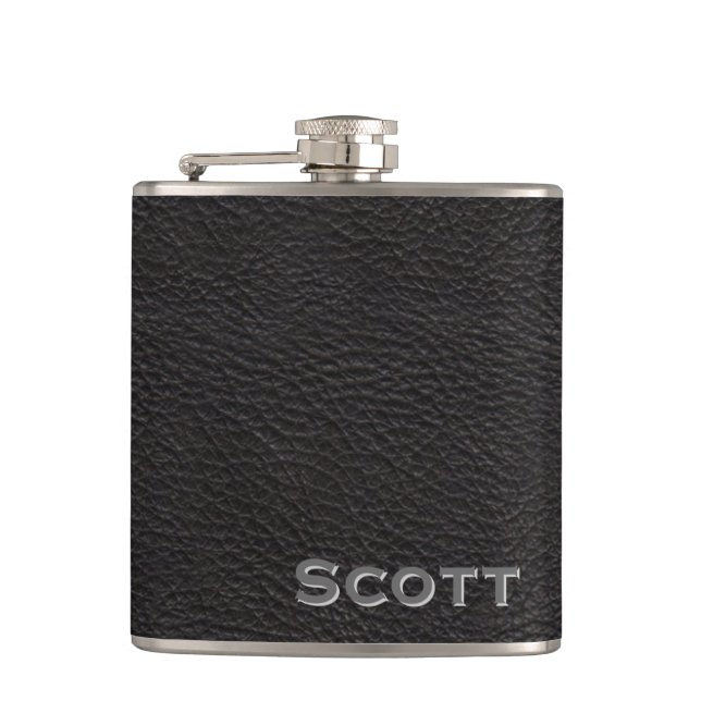 Personlig | Rustic Masculine Black Leather-utseend Fickplunta (Framsidan)