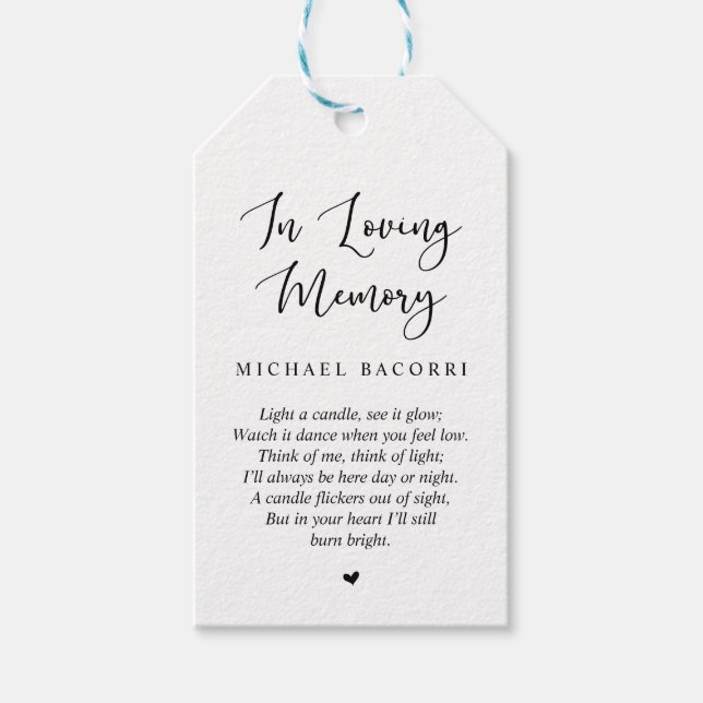 Personlig Rustic Modern Black Tont, Funeral Märkre Presentetikett (Framsidan)